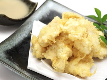 鶏ささみの天ぷら ～日向夏＆梅ソース～<br>Chicken Tenderloin Tempura